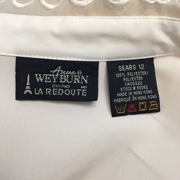 WEYBURN LA REDOUTE Vintage White Embroidered Button Up Blouse Woman’s 12 - Picture 6 of 8